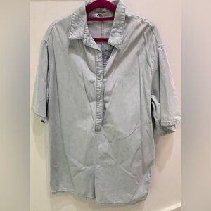 Zara light blue chambray denim romper